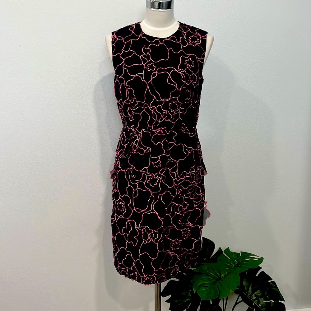 Diane Von Furstenberg Black Dress with Pink Trim